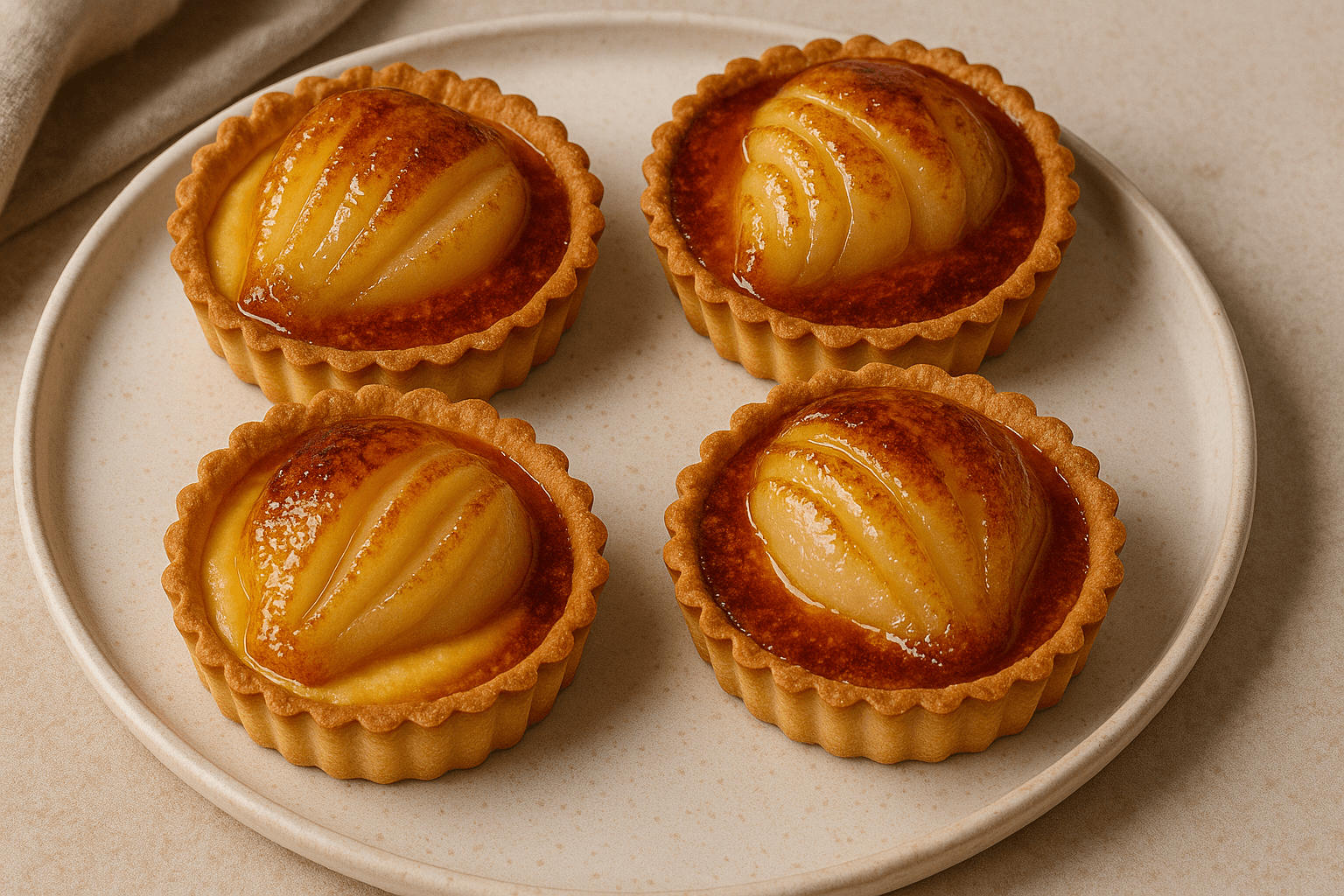 Crackly Caramel Pear Tarts